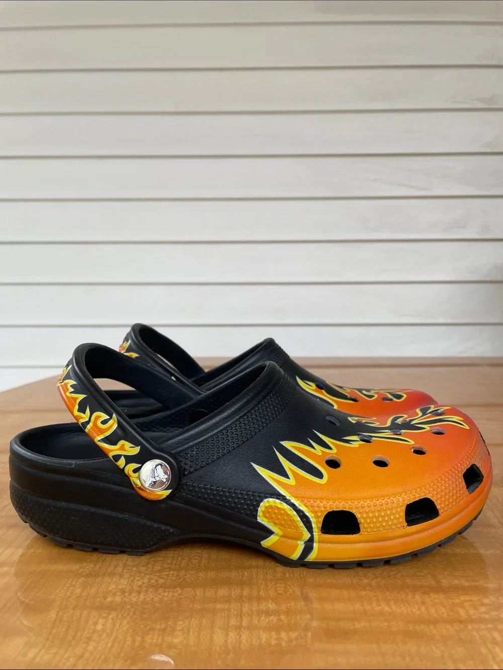Crocs Classic Flames Clogs Orange Black Size 9 Mens | 11 Women’s